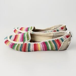 THE SAK Crochet Rainbow Multi Color Flats Loafers Women's Size 8